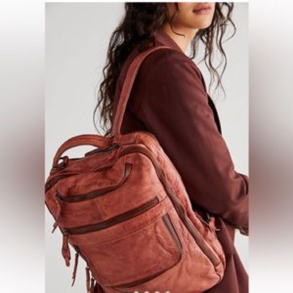 ISO Free People East End leather backpack in Cinnamon color.